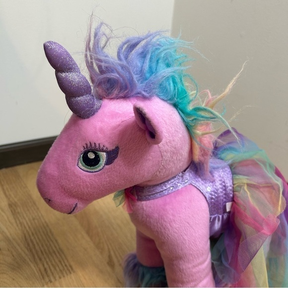 Build a Bear Rainbow Unicorn Plush W/ Sparkle Tulle Dress Stuffed Animal Purple - Picture 3 of 10